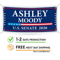Ashley Moody For Florida U.S. Senate Banner Sign, 13 oz Waterproof US Senate Election 2026 Vinyl Banner With Metal Grommets