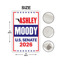 Ashley Moody For Florida Senate 2026 Garden Flag, Double Sided, 2026 Senate Flag, Republic, Elections Flag, Race Red White & Blue Flag