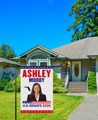 Ashley Moody For Florida Senate 2026 Garden Flag, Double Sided, 2026 Senate Flag, Republic, Elections Flag, Race Red White & Blue Flag