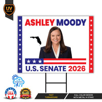 Ashley Moody For Florida Senate 2026 Yard Sign, Corrugated Plastic Senate Elections Race Red White & Blue Yard Sign with Metal H-Stake