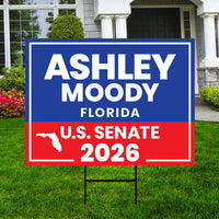 Ashley Moody For Florida Senate 2026 Yard Sign, Corrugated Plastic Senate Elections Race Red White & Blue Yard Sign with Metal H-Stake