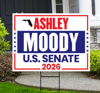 Ashley Moody For Florida Senate 2026 Yard Sign, Corrugated Plastic Senate Elections Race Red White & Blue Yard Sign with Metal H-Stake