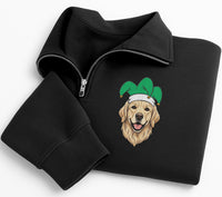 Personalized Pet Embroidered Quarter Zip Sweatshirt, Custom Dog or Cat Portrait, Holiday Cozy Pullover, Pet Parent Outfit, Christmas Gift