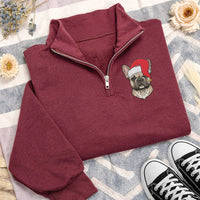 Personalized Pet Embroidered Quarter Zip Sweatshirt, Custom Dog or Cat Portrait, Holiday Cozy Pullover, Pet Parent Outfit, Christmas Gift