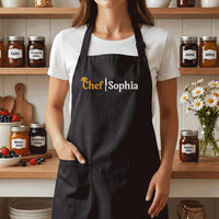 Custom Chef Embroidered Apron, Personalized Name Cooking Apron, Adjustable Kitchen Apron with Pockets, Custom Chef Apron, Culinary Gift