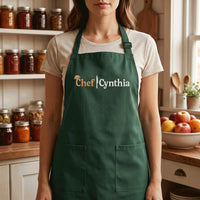 Custom Chef Embroidered Apron, Personalized Name Cooking Apron, Adjustable Kitchen Apron with Pockets, Custom Chef Apron, Culinary Gift
