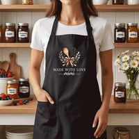 Personalized Baking Apron, Name Cooking Apron, Kitchen Apron with Pockets, Made With Love Design for Home Baker, Gift for Mom or Grandma