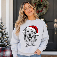 Personalized Santa Paws Dog Sweatshirt, Custom Pet Name Crewneck, Christmas Dog Breed Shirt, Festive Paw Lover Top, Gift for Pet Mom