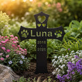 Custom Pet Memorial Cross Stake, Personalized Dog Cat Metal Sign, Paw Print Grave Marker, Aluminum Sign for Garden, Pet Loss Sympathy Gift