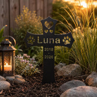 Custom Pet Memorial Cross Stake, Personalized Dog Cat Metal Sign, Paw Print Grave Marker, Aluminum Sign for Garden, Pet Loss Sympathy Gift