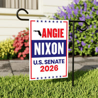 Angie Nixon For Florida Senate 2026 Garden Flag, Double Sided, 2026 Senate Flag, Republic, Elections Flag, Race Red White & Blue Flag