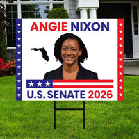 Angie Nixon For Florida Senate 2026 Yard Sign, Corrugated Plastic Senate Elections Race Red White & Blue Yard Sign with Metal H-Stake