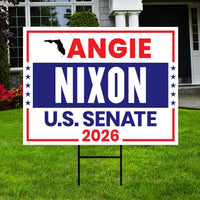 Angie Nixon For Florida Senate 2026 Yard Sign, Corrugated Plastic Senate Elections Race Red White & Blue Yard Sign with Metal H-Stake