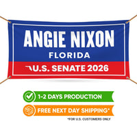 Angie Nixon For Florida U.S. Senate Banner Sign, 13 oz Waterproof US Senate Election 2026 Vinyl Banner With Metal Grommets