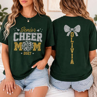 Personalized Glitter Senior Cheer Mom 2027 Shirt, Custom Name Back Tee, Spirit Games Shirt, Senior Night Outfit, Sports Mom Gift, Front Back