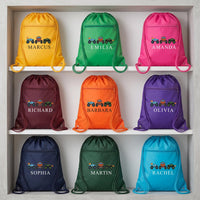 Personalized Kids Drawstring Backpack, Custom Name School Cinch Bag, Gym Sports Sack, Student Personalized Bag, Back to School Gift