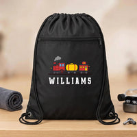 Personalized Train Drawstring Backpack, Custom Name School Cinch Bag, Kids Gym Gear Bag, Student Personalized Bag, Back to School Gift