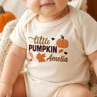 Little Pumpkin Embroidered Shirt, Personalized Fall Baby Long Sleeve, Custom Name Autumn Outfit, Cute Festive Shirt, Fall Gift for Baby