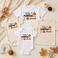 Little Pumpkin Embroidered Shirt, Personalized Fall Baby Long Sleeve, Custom Name Autumn Outfit, Cute Festive Shirt, Fall Gift for Baby