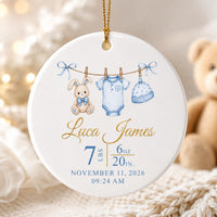 Personalized New Baby Ceramic Ornament, Birth Stats Baby Keepsake Ornament, First Christmas, Birth Announcement Gift, New Parent Gift