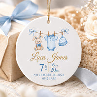 Personalized New Baby Ceramic Ornament, Birth Stats Baby Keepsake Ornament, First Christmas, Birth Announcement Gift, New Parent Gift