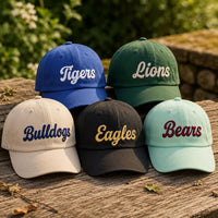 Personalized Team Embroidered Hat, Custom Team Name Baseball Cap, Adjustable Cotton Cap, College Game Day Hat for Women, Game Day Gift
