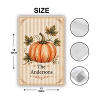 Personalized Pumpkin Garden Flag, 12x18 Inch Double Sided Yard Flag, Fall Garden Decor, Neutral Autumn Porch Decor, Housewarming Gift