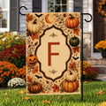 Personalized Initial Pumpkin Garden Flag, 12x18 Double Sided Yard Flag, Fall Garden Decor, Watercolor Autumn Porch Decor, Autumn Gift