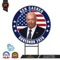 Ken Casner For Wyoming Governor 2026 Yard Sign, Corrugated Plastic Governor Elections Race Red White & Blue Yard Sign with Metal H-Stake