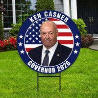 Ken Casner For Wyoming Governor 2026 Yard Sign, Corrugated Plastic Governor Elections Race Red White & Blue Yard Sign with Metal H-Stake