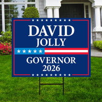 David Jolly For Florida Governor 2026 Yard Sign, Corrugated Plastic Governor Elections Race Red White & Blue Yard Sign with Metal H-Stake