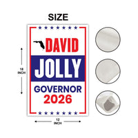 David Jolly For Florida Governor 2026 Garden Flag, Double Sided, 2026 Governor Flag, Republic, Elections Flag, Race Red White & Blue Flag