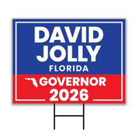 David Jolly For Florida Governor 2026 Yard Sign, Corrugated Plastic Governor Elections Race Red White & Blue Yard Sign with Metal H-Stake