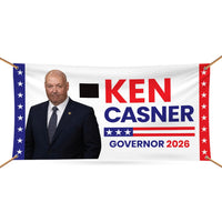 Ken Casner For Wyoming U.S. Governor Banner Sign, 13 oz Waterproof US Governor Election 2026 Vinyl Banner With Metal Grommets