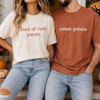 Custom Thanksgiving Potato Shirt, Funny Fall Quote Tee, Sweet Potato Kind of Rude Potato, Matching Couple Shirt, Personalized BFF Gift