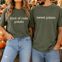 Custom Thanksgiving Potato Shirt, Funny Fall Quote Tee, Sweet Potato Kind of Rude Potato, Matching Couple Shirt, Personalized BFF Gift
