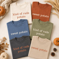 Custom Thanksgiving Potato Shirt, Funny Fall Quote Tee, Sweet Potato Kind of Rude Potato, Matching Couple Shirt, Personalized BFF Gift