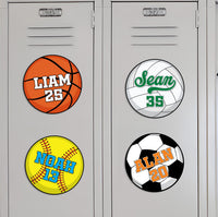 Personalized Sports Ball Magnet, Custom Name Number Magnet, Baseball Softball Soccer Basketball Gift, Kids Locker Decor, Team Player Gift