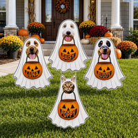 Personalized Ghost Pet Halloween Yard Sign, Custom Pet Photo Lawn Sign, Trick or Treat Cutout, Holiday Lawn Display, Halloween Yard Decor