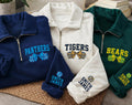 Personalized School Mascot Embroidered Quarter Zip Sweatshirt, Custom Cheer Pullover, Game Day Spirit, Sleeve Name Top, Custom Team Gift
