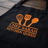 Custom Logo Embroidered Apron, Personalized Name Cooking Apron, Branded Staff Uniform, Custom Business Apron, Branded Kitchen Gift