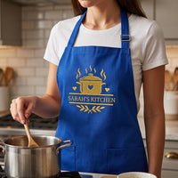 Custom Logo Embroidered Apron, Personalized Name Cooking Apron, Branded Staff Uniform, Custom Business Apron, Branded Kitchen Gift