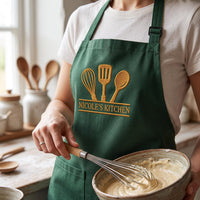 Custom Logo Embroidered Apron, Personalized Name Cooking Apron, Branded Staff Uniform, Custom Business Apron, Branded Kitchen Gift