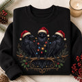 Christmas Raven Sweatshirt, Gothic Crow Crewneck, Santa Hat Bird Pullover, Dark Winter Holiday Top, Christmas Gift for Raven Lover