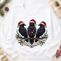 Christmas Raven Sweatshirt, Gothic Crow Crewneck, Santa Hat Bird Pullover, Dark Winter Holiday Top, Christmas Gift for Raven Lover