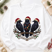 Christmas Raven Sweatshirt, Gothic Crow Crewneck, Santa Hat Bird Pullover, Dark Winter Holiday Top, Christmas Gift for Raven Lover