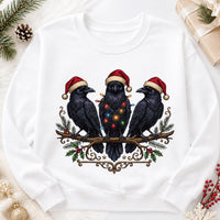 Christmas Raven Sweatshirt, Gothic Crow Crewneck, Santa Hat Bird Pullover, Dark Winter Holiday Top, Christmas Gift for Raven Lover