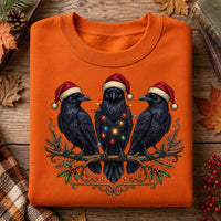 Christmas Raven Sweatshirt, Gothic Crow Crewneck, Santa Hat Bird Pullover, Dark Winter Holiday Top, Christmas Gift for Raven Lover