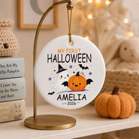 Personalized First Halloween Ceramic Ornament, Baby Keepsake Ornament, Cute Ghost Pumpkin Design, My First Halloween 2026, New Baby Gift