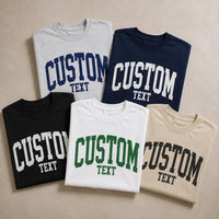 Personalized Custom Text Shirt, Varsity Collegiate Text Tee, Distressed School Spirit Tee, Team Game Day Outfit, Custom Gift for Student